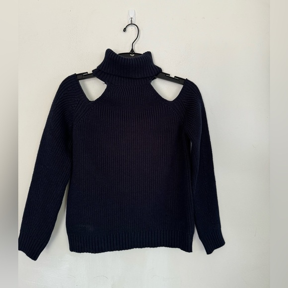 Revolve Superdown Womens Cold Shoulder Navy Blue Turtleneck Sweater, Size XS - Picture 3 of 6